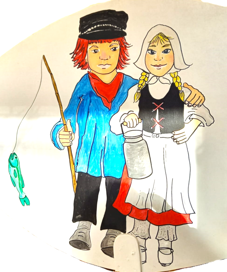 Schild der Poller Kindertanzgruppe Milchmädchen und Fischerjungen